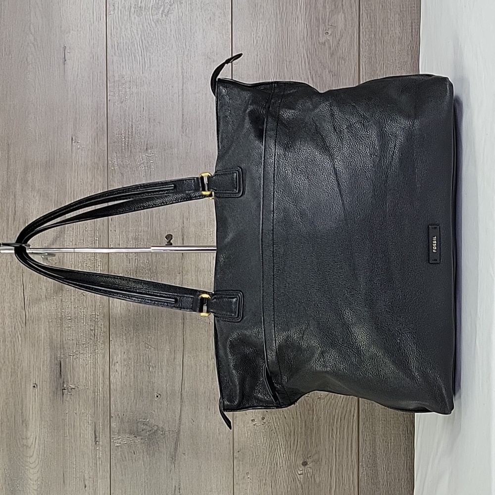Fossil Black Leather Tote Shoulder Bag